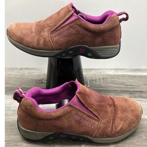 Merrell Jungle Moc Sport Brown Purple Suede Slip On Shoes MY54381 Kids 4M EU 35